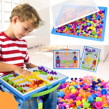 Montessori Paddenstoel Pegboard Educatief Speelgoed voor Kinderen met 296 Kleurige Spijkers - Creatief Speelgoed 3+ Jaar 0